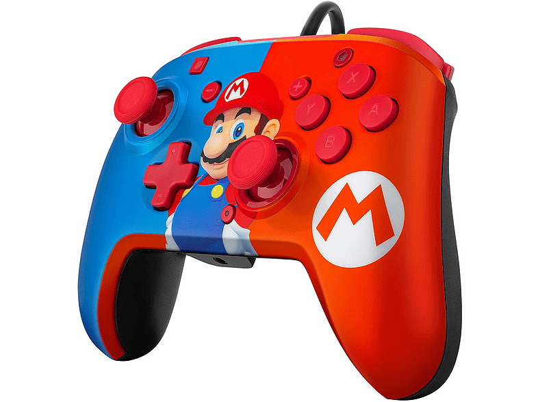 Mando - PDP Faceoff Deluxe Wired Mario Licenciado, Para Nintendo Switch, USB, 3 m, Audio integrado, Multicolor