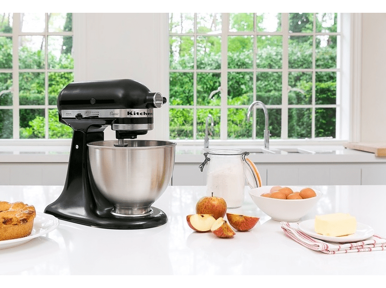 Robot de cocina - KitchenAid 5K45SSEOB, Amasador, Batidor, 4.3 L, 275 W, Negro