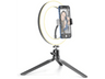 Aro de luz + soporte - Cellular Line SELFIERINGK, Universal, 3 modos LED, 360º, USB, Negro