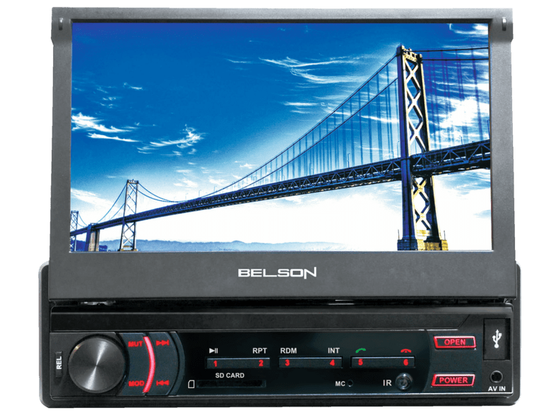 Autorradio - Belson STL5705KML, 1 DIN, Pantalla táctil 7, 40 W, Manos Libres, Bluetooth, USB, SD,