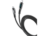 Cable USB - CellularLine USBDATADISC2CTAB2K, Con pantalla, USB-C a USB-C, 2 m, 100 W, Negro
