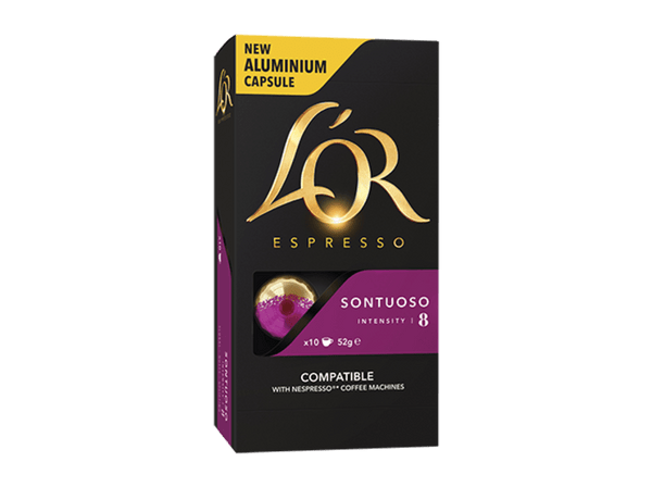 Cápsulas monodosis LOR Espresso Sontuoso 08, pack de 10, compatible para Nespresso