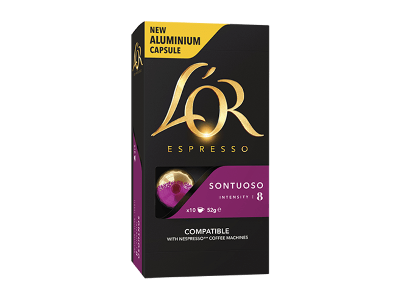 Cápsulas monodosis LOR Espresso Sontuoso 08, pack de 10, compatible para Nespresso