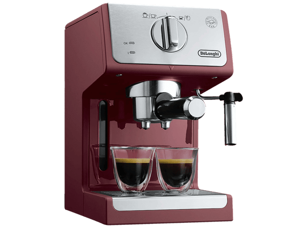 Cafetera express - De Longhi ECP33.21.R, 1100W, 15 bares, 1.1 L, Sistema Cappuccino, Rojo