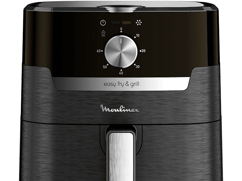 Freidora sin aceite - Moulinex Easy Fry & Grill EZ501810, 2 en 1, Grill, 1400 W, PTFE, Temporizador, Negro