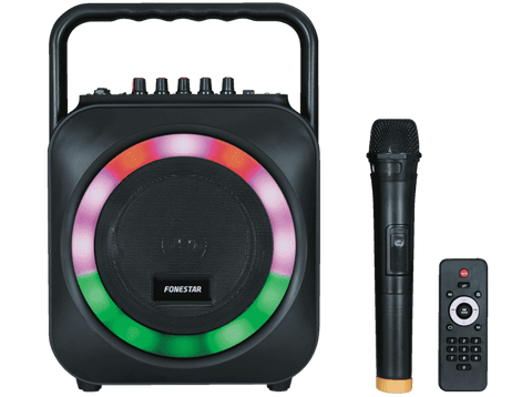 Altavoz portátil - Fonestar BOX-35LED, Micrófono, Bluetooth, Karaoke, Efectos luminosos, Negro