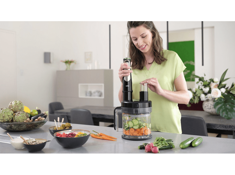 Batidora de mano - Braun MQ9187XL, 1000 W, 0.6 l, 21 Velocidades, Negro