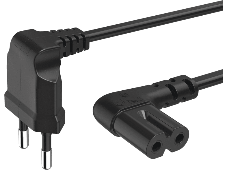 Cable alimentación europeo - Hama 00223282, Enchufe de 2 clavijas, Conector CA C7, 1,5m, Protección contra dobleces, Universal, Negro