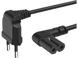 Cable alimentación europeo - Hama 00223282, Enchufe de 2 clavijas, Conector CA C7, 1,5m, Protección contra dobleces, Universal, Negro