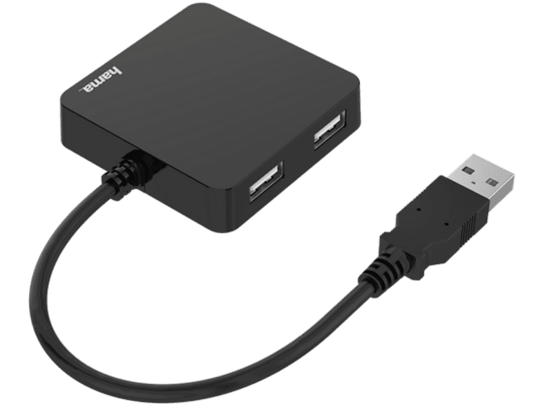 Hub USB/Concentrador - Hama 00200121, 4x Puertos USB, USB 2.0, 480 Mbps, Negro