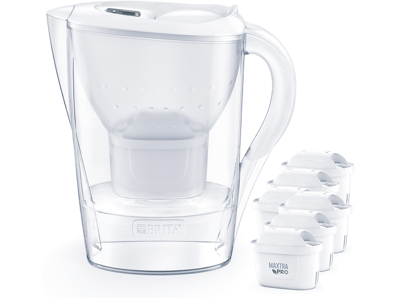 Jarra filtrante - Brita Marella + 6 filtros Maxtra PRO All-in-1, 2.4 l,  Blanco