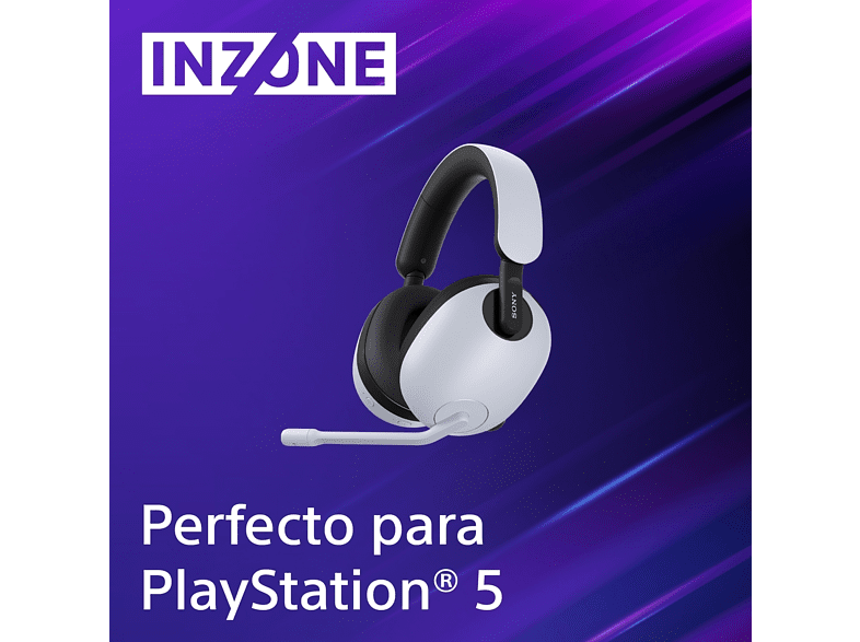Auriculares gaming - Sony INZONE H7 + Tarjeta PlayStation 20€, Inalámbricos, 2.4 GHz, Sonido espacial 360, 40 horas, Micrófono alta calidad, PC / PS5