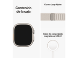 Apple Watch Ultra (2022), GPS + Cellular, 49 mm, Caja de titanio, Cristal de zafiro, Correa Loop Alpine en Talla L de color Blanco estrella