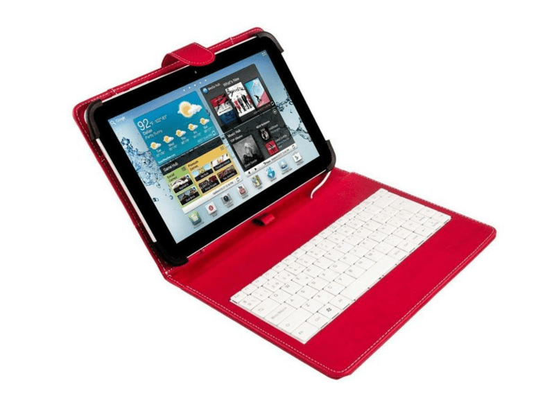 Funda con teclado para tablets de 9 a 10 pulgadas - Silver HT 19161, microUSB, rojo, función soporte