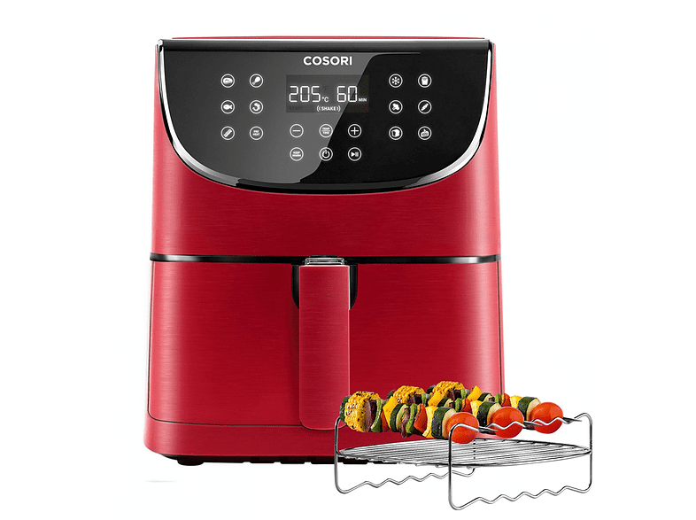 Freidora sin aceite - Cosori CP158 Chef Edition, Capacidad 5.5l, Potencia 1700 W, Temperatura máxima 205ºC, Rojo