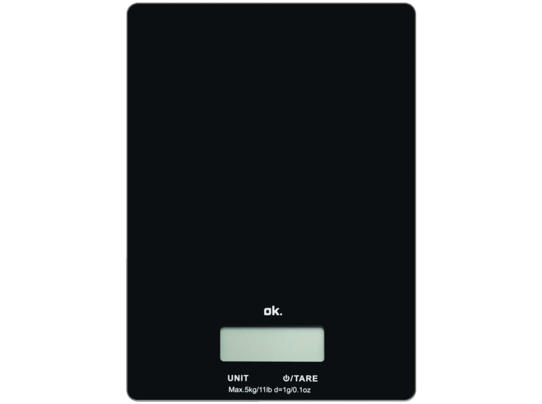 Balanza de cocina - OK 3220, Peso máximo 5Kg, Display LCD, Apagado automático, Negro