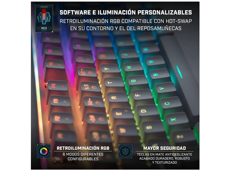 Teclado gaming - Newskill Gungnyr Pro, USB, Retroiluminación RGB, Blanco