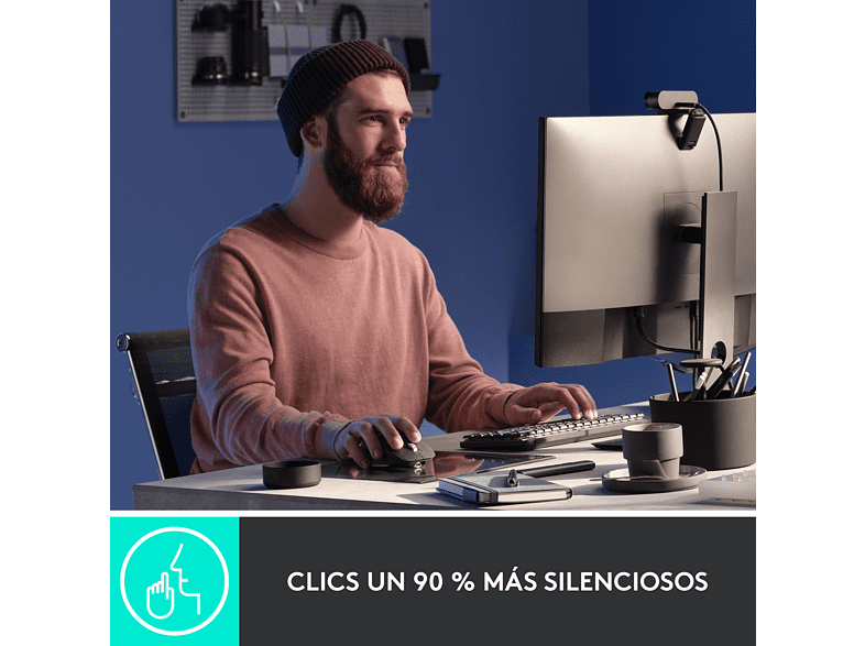 Ratón - Logitech MX Master 3S, Inalámbrico, 8000 ppp, Carga rápida, Blanco