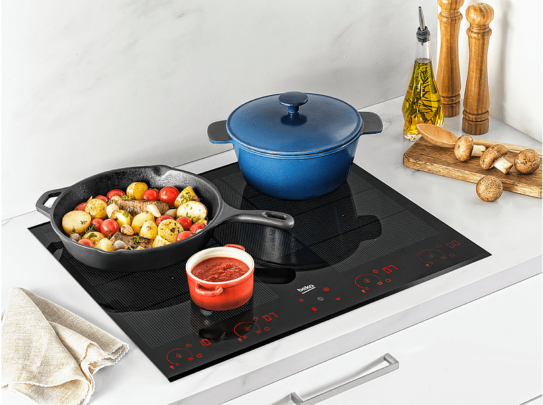 Encimera - Beko HIIS63206M, Eléctrica, Inducción, 3 zonas, Negro