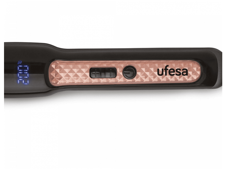 Rizador - Ufesa CT4050 Keratin, Revestimiento cerámico con queratina, 9 Temperaturas, Pantalla digital, Negro