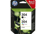 Cartucho de tinta - HP 304 Combo 2 Pack, Negro y Tricolor, 3JB05AE
