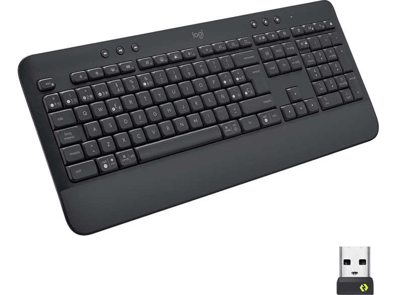 Teclado - Logitech Signature K650, Bluetooth, USB, Ergonómico, Teclado numérico, PC/Mac, Negro