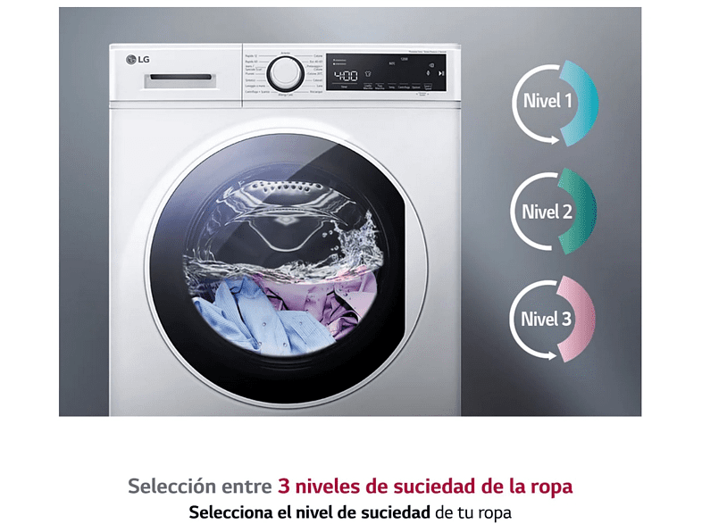 Lavadora carga frontal - LG F2WT2008S3W, 8 kg, 1200 rpm, 50 kWh, 14 programas, LED, 71 dB, Blanco