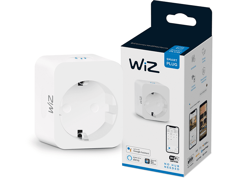 Enchufe inteligente - WIZ Smart Plug, Wifi, Convierte dispositivos inteligentes, App, Blanco