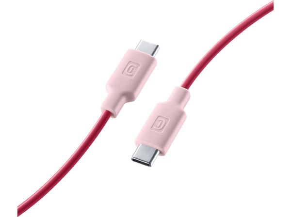 Cable USB - CellularLine  Stylecolor, Conector USB - C to USB-C, 1 m, Rosa