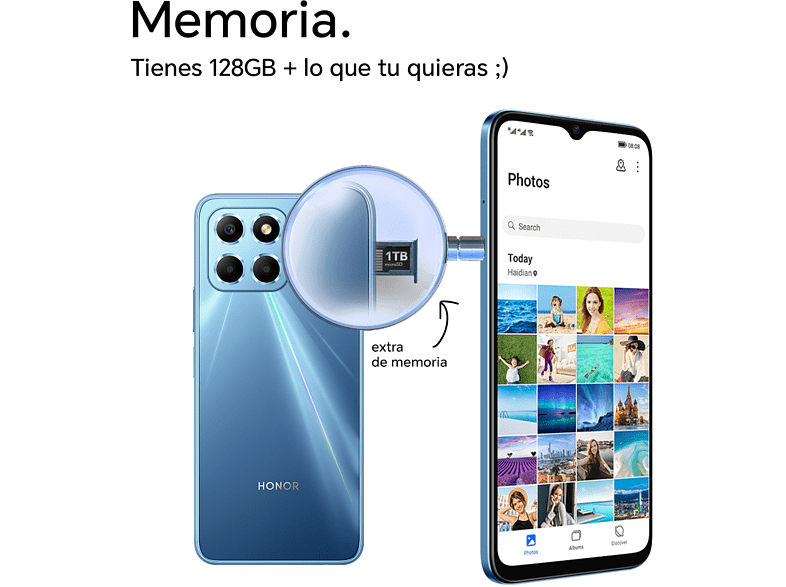Móvil - Honor X6, Midnight Black, 64 GB, 4 GB RAM, 6.5  HD, Mediatek Helio G25, 5000 mAh, Magic UI 6.1 basado en Android 12