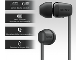 Auriculares inalámbricos - Sony WI-C100B, Micrófono, 25 horas de batería, Asistentes de voz, Bluetooth, Negro