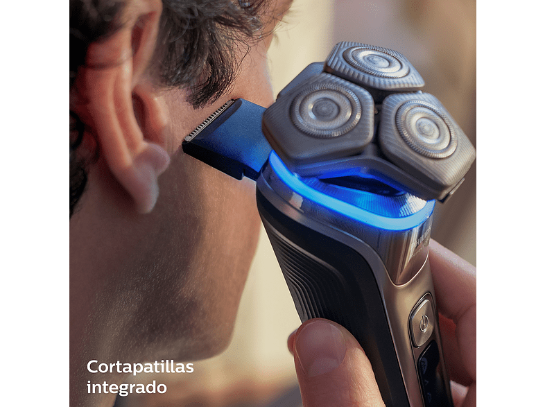 Afeitadora - Philips S9985/50, Tecnología SkinIQ con 3 sensores, sensor de presión, base de limpieza, cortapatillas integrado