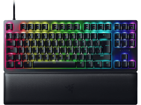Teclado gaming - Razer Huntsman V2 Tenkeyless (Purple Switch), USB-C, Retroiluminación Chroma RGB, Negro