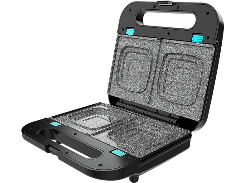 Sandwichera - Cecotec Rock'nToast 3in1 Square, 800 W, 3 Placas intercambiables, Antiadherente, Apto lavavajillas, Negro