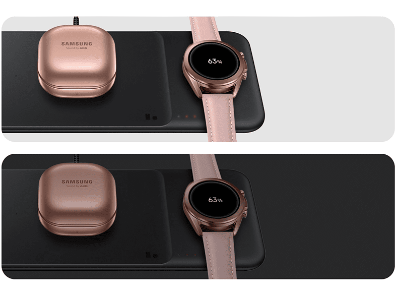 Cargador inalámbrico - Samsung Wireless Charger Trio, Para dispositivos Samsung/ Apple, USB-C, Blanco