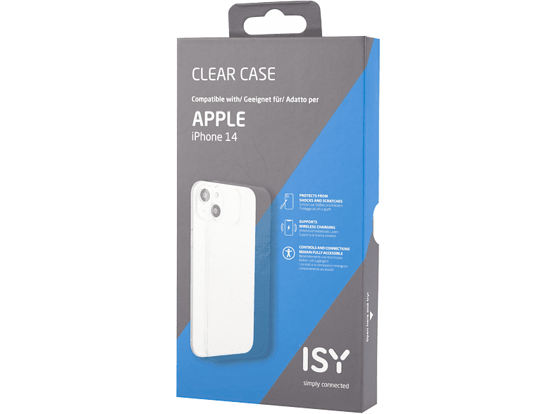 Funda - ISY ISC-1025, Para iPhone 14, Resistente a salpicaduras, Trasera, Poliuretano, Transparente