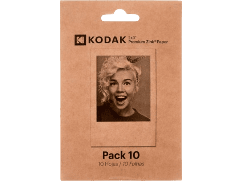 Papel fotográfico - Kodak Zink  KKPF005, 10 Unidades, 5x 7.6 cm, Reverso adhesivo