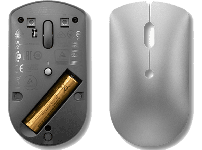 Ratón inalámbrico - Lenovo 600 Bluetooth Silent Mouse, Sensor óptico azul, Ambidiestro, 2400 DPI, Gris