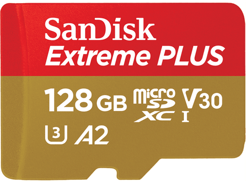 Tarjeta Micro SDXC - SanDisk Extreme PLUS, 128 GB, Lectura hasta 200 MB/s, UHS-I, U3, C10, A2, V30, Multicolor