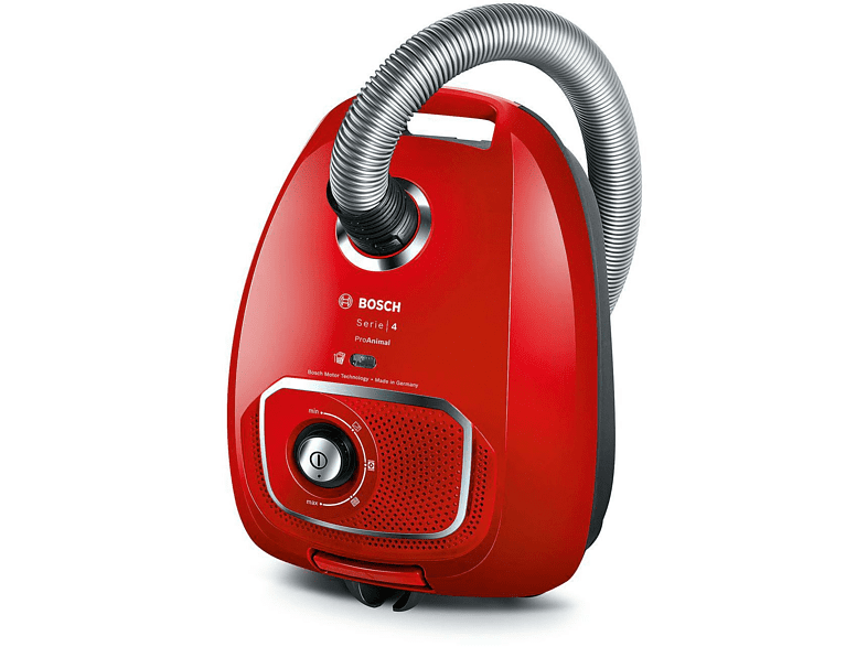 Aspirador con bolsa - Bosch BGBS4PET1, 600 W, 4 l, AirTurbo Plus, Rojo