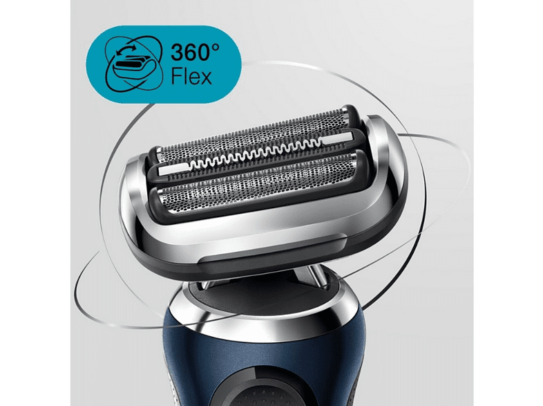 Afeitadora - Braun Series Series 7 71-B1200S, 3 Cuchillas, EasyClick, Ajuste de 360° Flex, Wet & Dry, Accesorio para corte de pelo, Azul