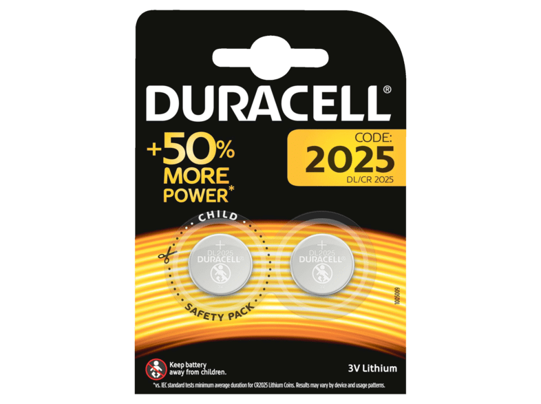 Pilas botón - Duracell DL2025, 3 V, 2 unidades