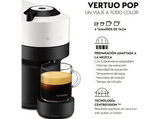 Cafetera de cápsulas - Nespresso® Krups Vertuo Pop XN920110, 1500 W,  0.56 L, Tecnología Centrifusion, Wi-Fi, Coconut White