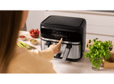 Freidora de aire - Cecotec Cecofry Dual 9000, 2850 W, 9 L, Opción dividir la cubeta en dos de 4.5 L, 6 Modos, Inox