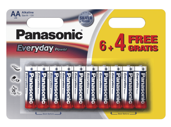 Pilas AA - Panasonic Everyday Power, Batería alcalina, 6+4 unidades