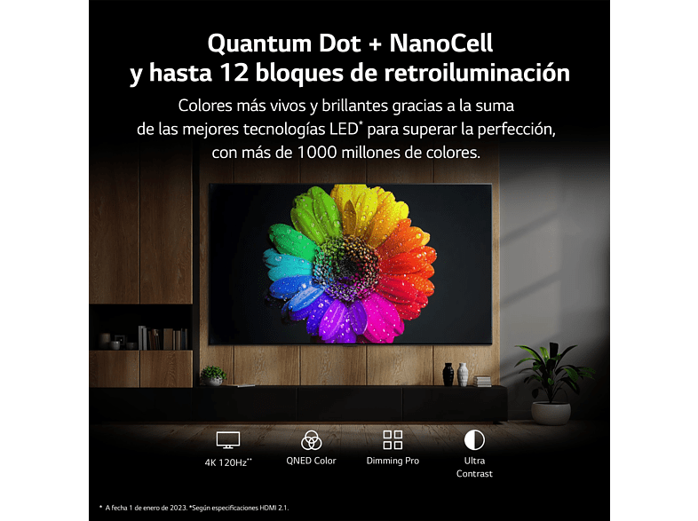 TV QNED 65 - LG 65QNED826RE, UHD 4K, Inteligente α7  4K Gen6, Smart TV, DVB-T2 (H.265), Grafito