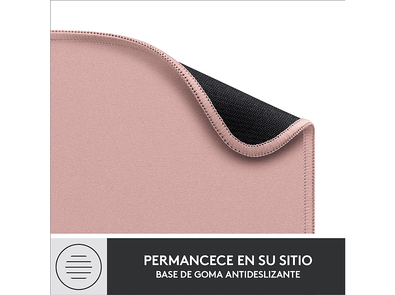 Alfombrilla ratón - Logitech  Mouse Pad Studio Series, Nylon/ PoliésterCaucho, Rosa