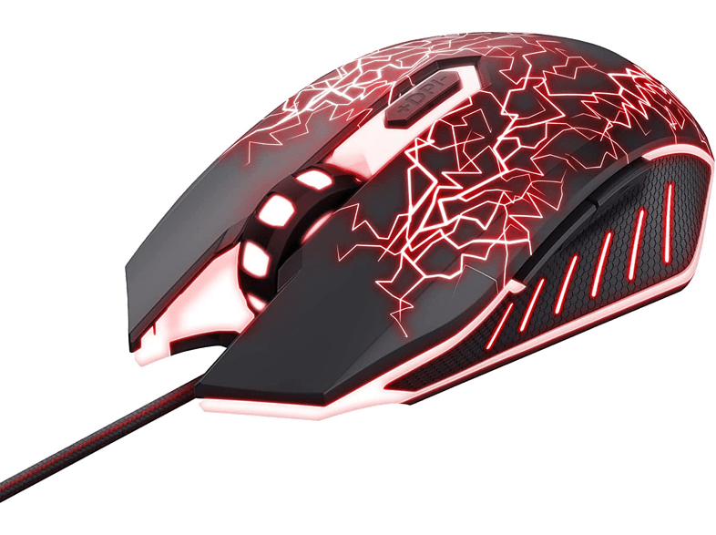 Ratón gaming - Trust GXT 105X, Por cable, Cubierta de goma, Ambidiestro, Multicolor