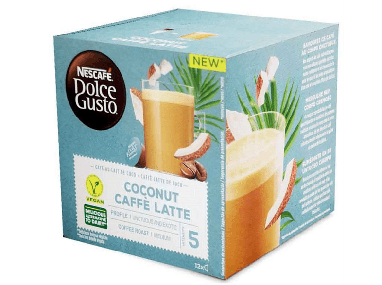 Cápsulas monodosis - Dolce Gusto 12451460 Nescafe, Café Latte con leche de coco, Apto para veganos, 12 Uds