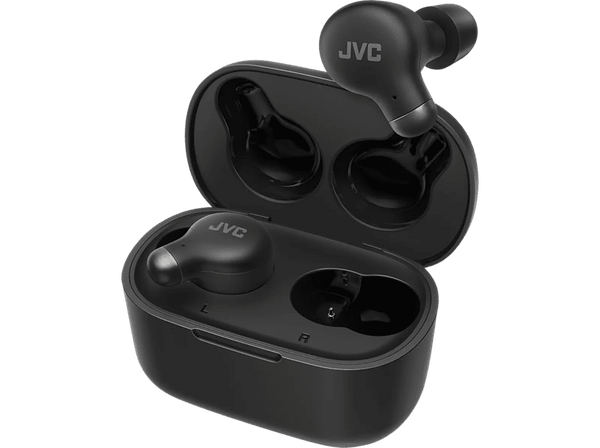Auriculares True Wireless - JVC HA-A25TBNE, Cancelación ruido, Autonomía 28 h, Micrófono, Negro